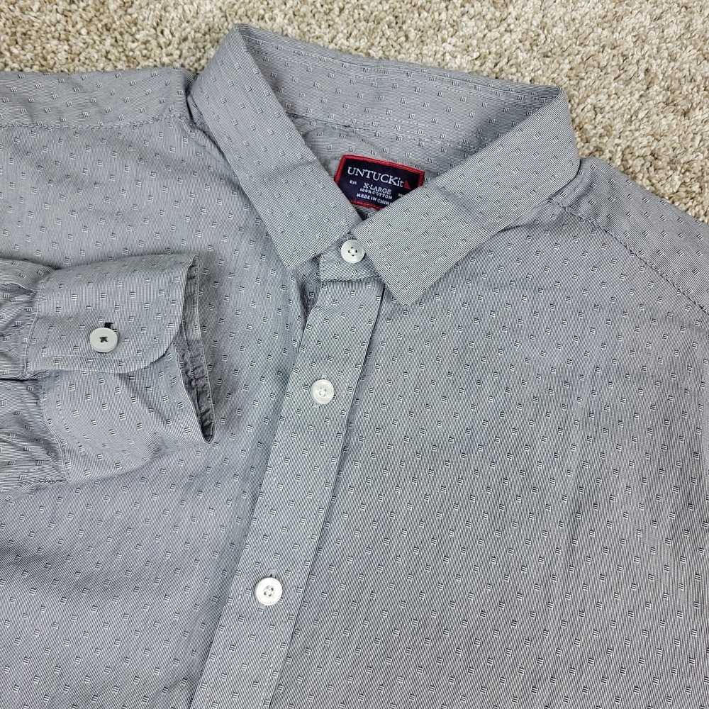 Untuckit Mens XL Gray AOP Geometric Button‎ Up Long Sleeve